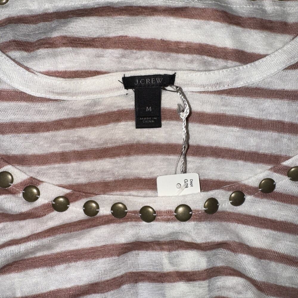 NEW J.Crew Women’s Striped 100% Linen Tank Pink Cream Size M - Picture 8 of 9